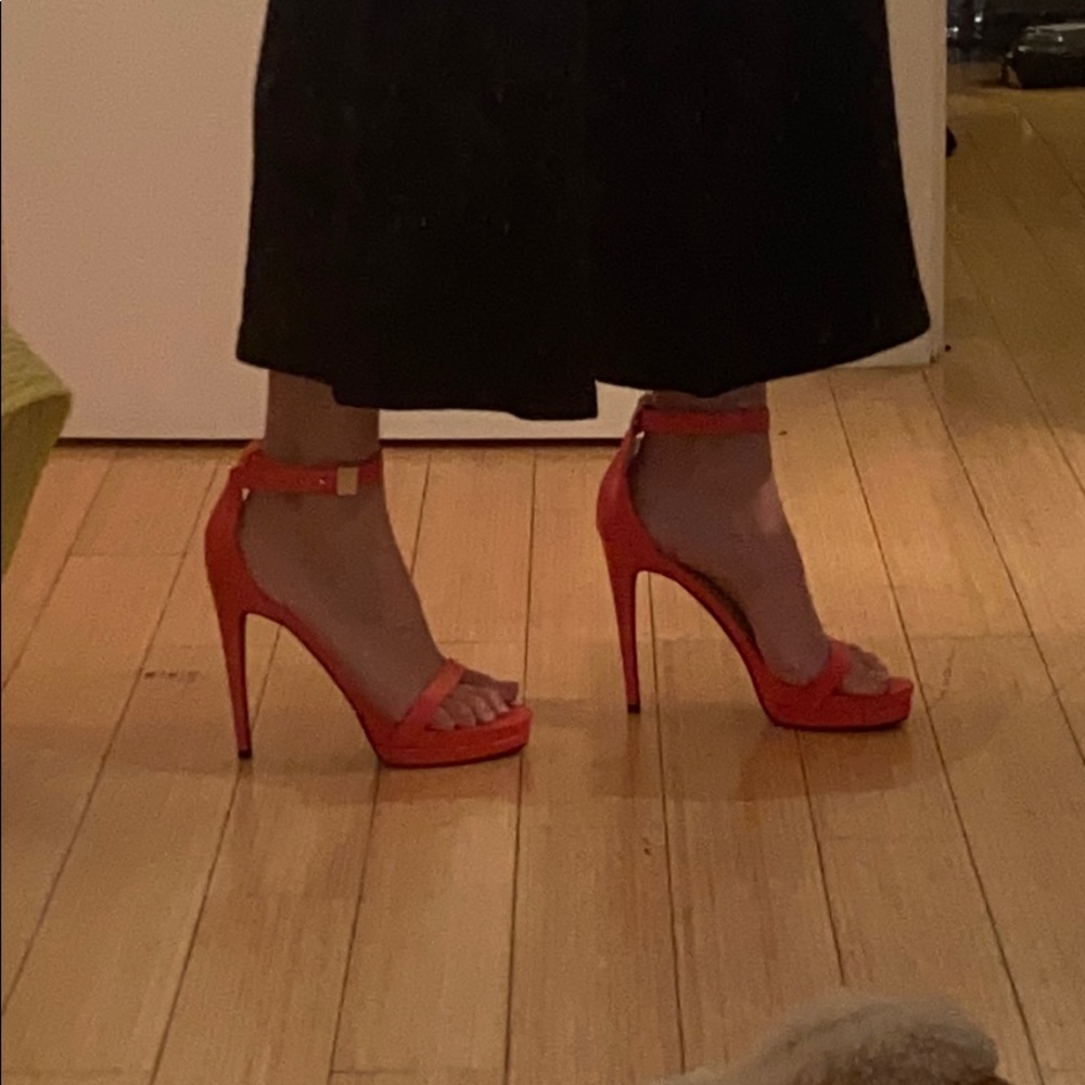 Coral stiletto heels
